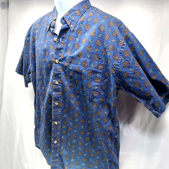 Vessels Graphic Casual Button Down Shirt Made in USA 100%Cotton Men's L. Vntg... - Picture 6 of 10